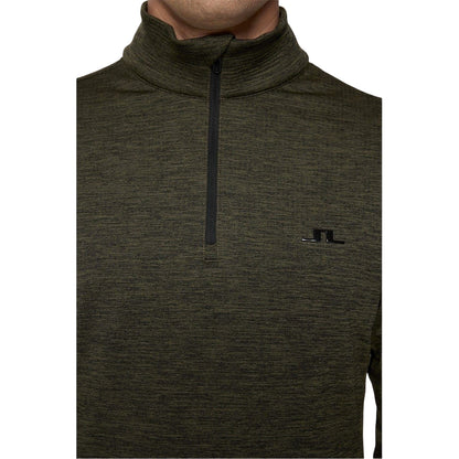 Black-Green - Side - J.Lindeberg Mens Destry Zip Neck Sweatshirt