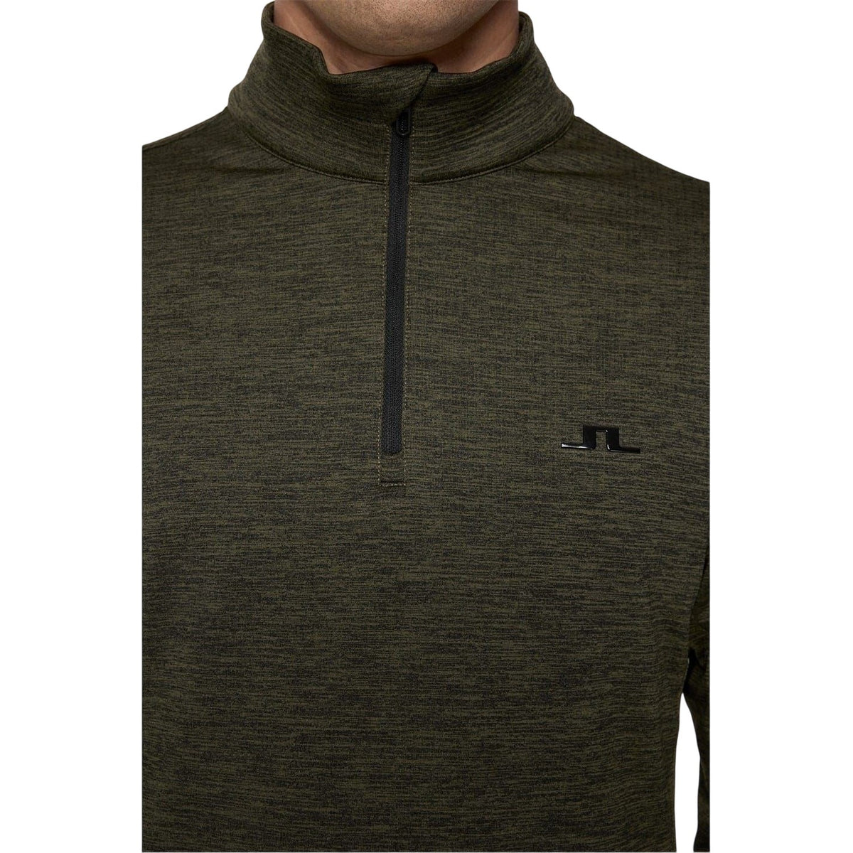 Black-Green - Side - J.Lindeberg Mens Destry Zip Neck Sweatshirt