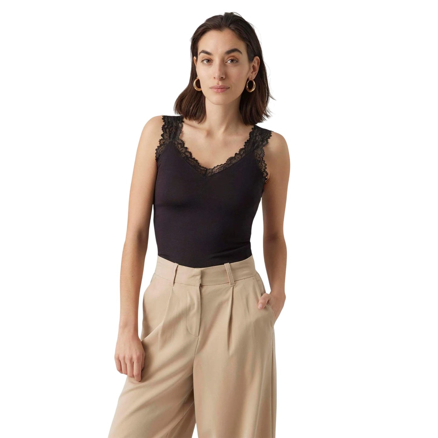 Black - Side - Vero Moda Womens-Ladies Rosa Sleeveless Camisole