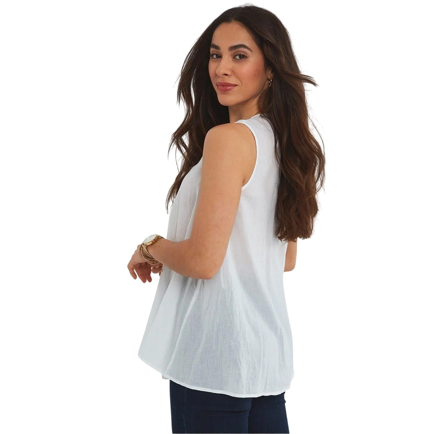 White - Back - Joe Browns Womens-Ladies V Neck Sleeveless Blouse