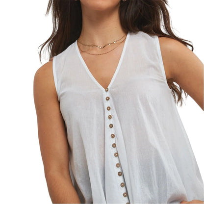 White - Side - Joe Browns Womens-Ladies V Neck Sleeveless Blouse