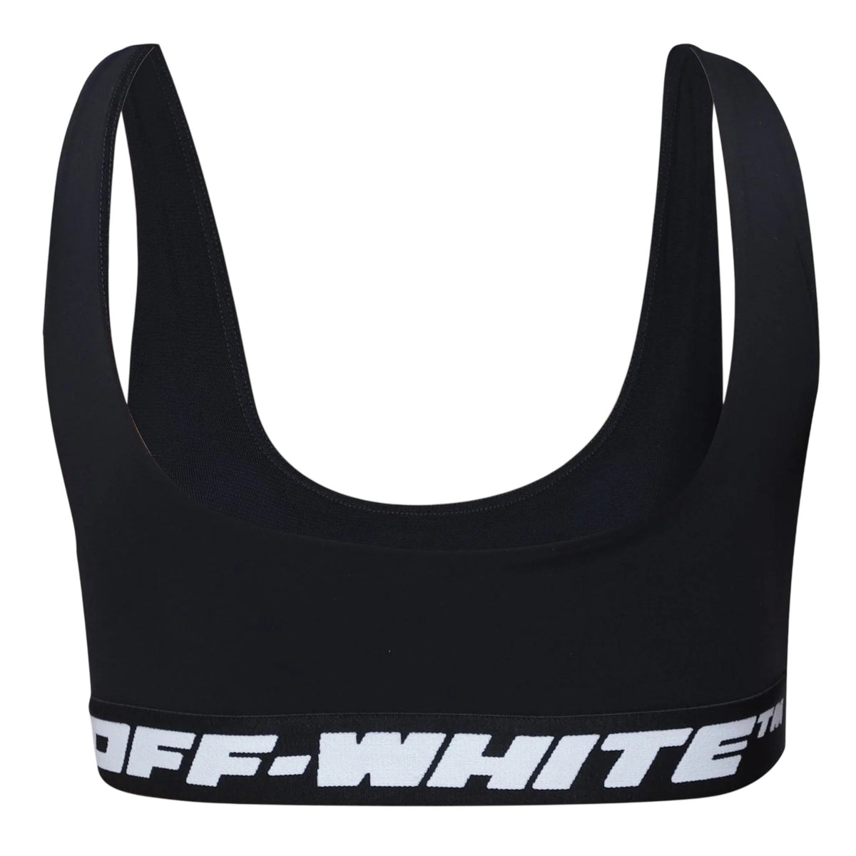 Black - Back - Off White Womens-Ladies Logo Sports Bra
