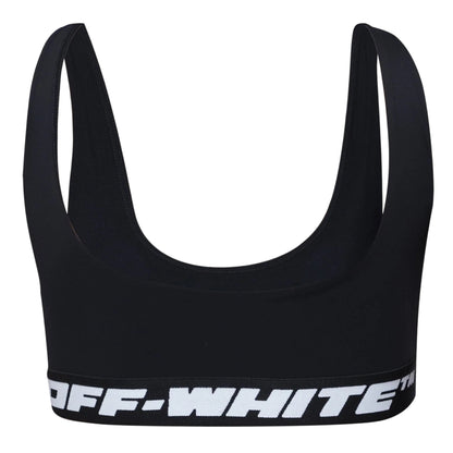 Black - Back - Off White Womens-Ladies Logo Sports Bra
