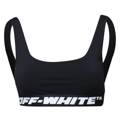 Black - Front - Off White Womens-Ladies Logo Sports Bra