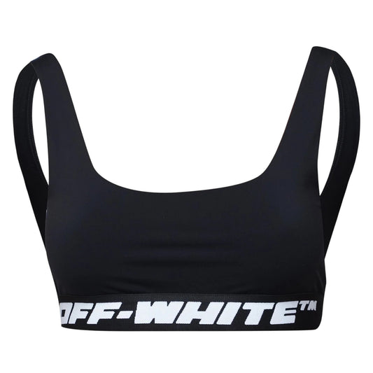 Black - Front - Off White Womens-Ladies Logo Sports Bra