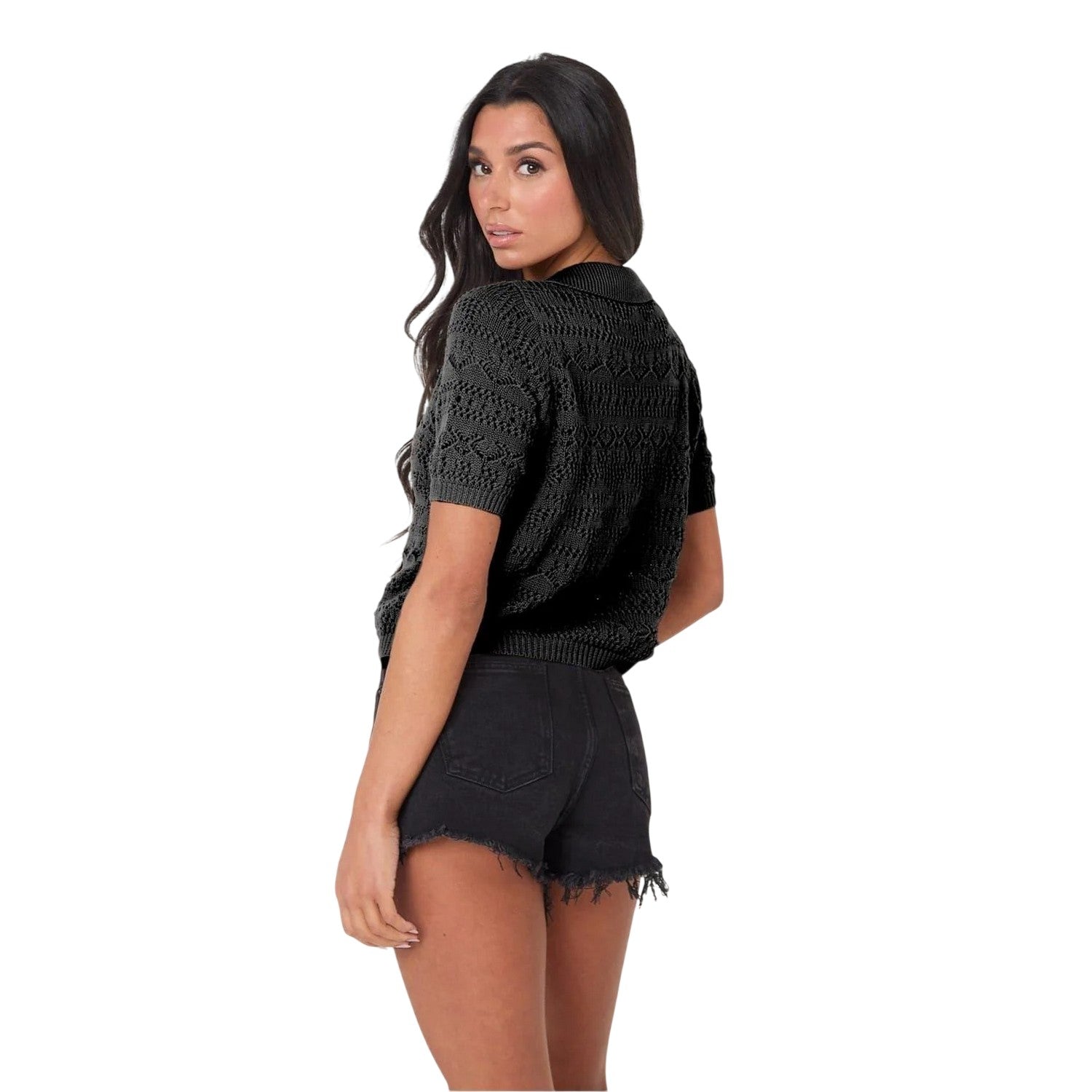 Black - Back - I Saw It First Womens-Ladies Crochet Top