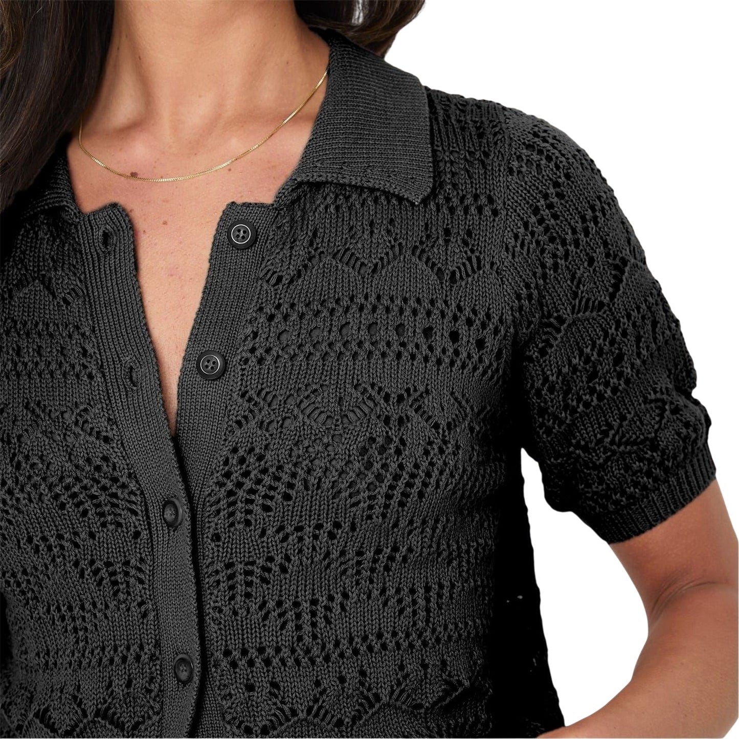 Black - Side - I Saw It First Womens-Ladies Crochet Top