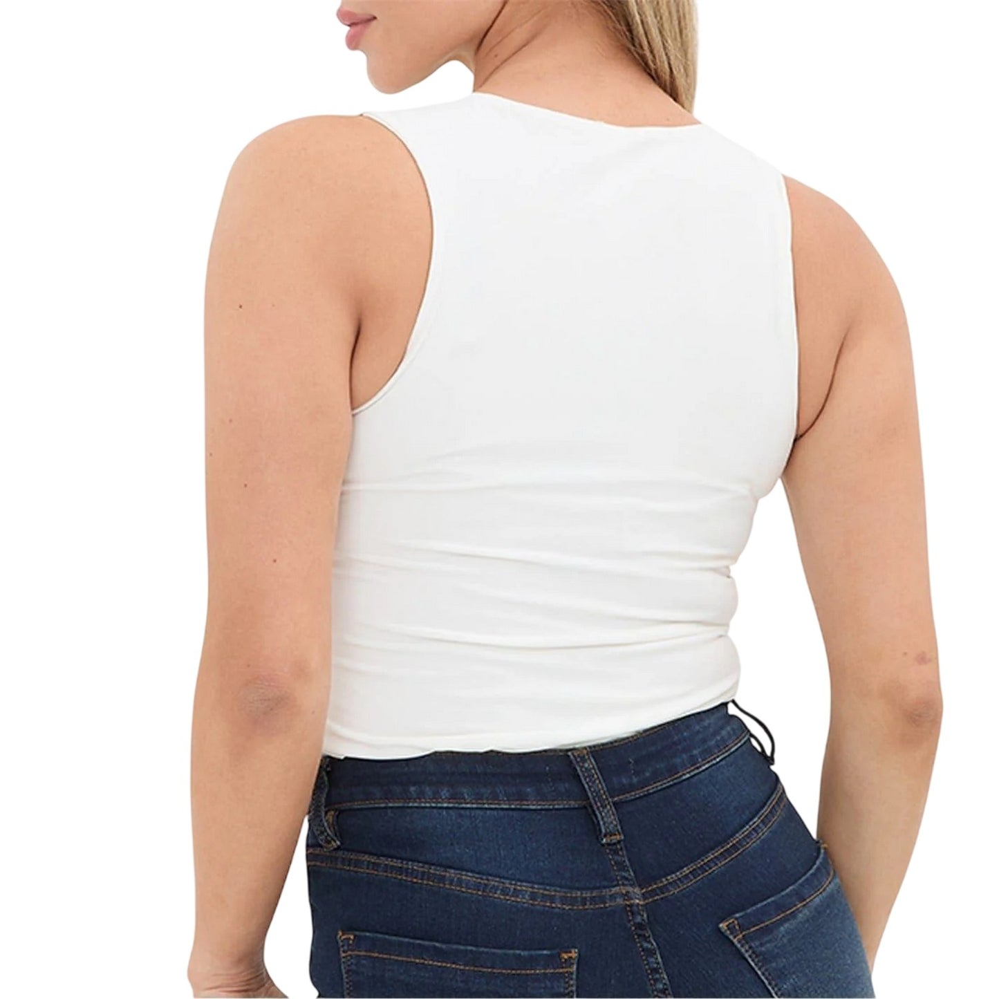 Cream - Back - I Saw It First Womens-Ladies Fitted Sleeveless Vest Top