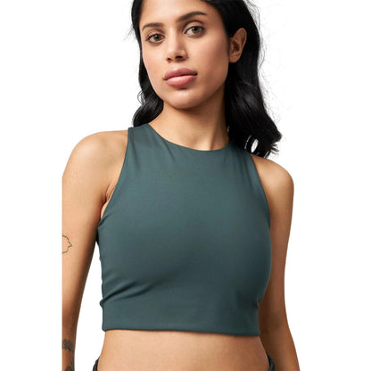 Moss - Side - Girlfriend Collective Womens-Ladies Dylan High-Neck Sleeveless Sports Bra