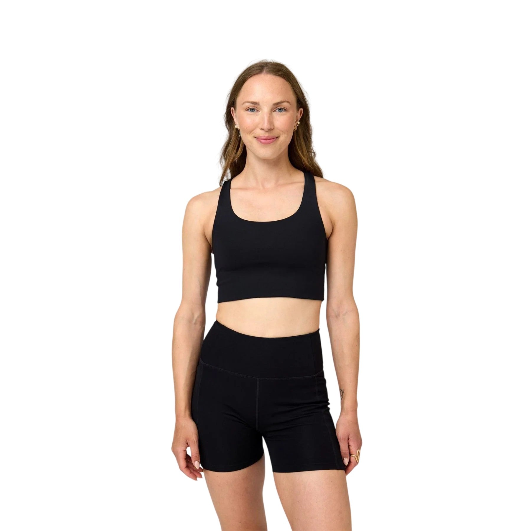 Black - Pack Shot - Girlfriend Collective Womens-Ladies Paloma Scoop Neck Sports Bra