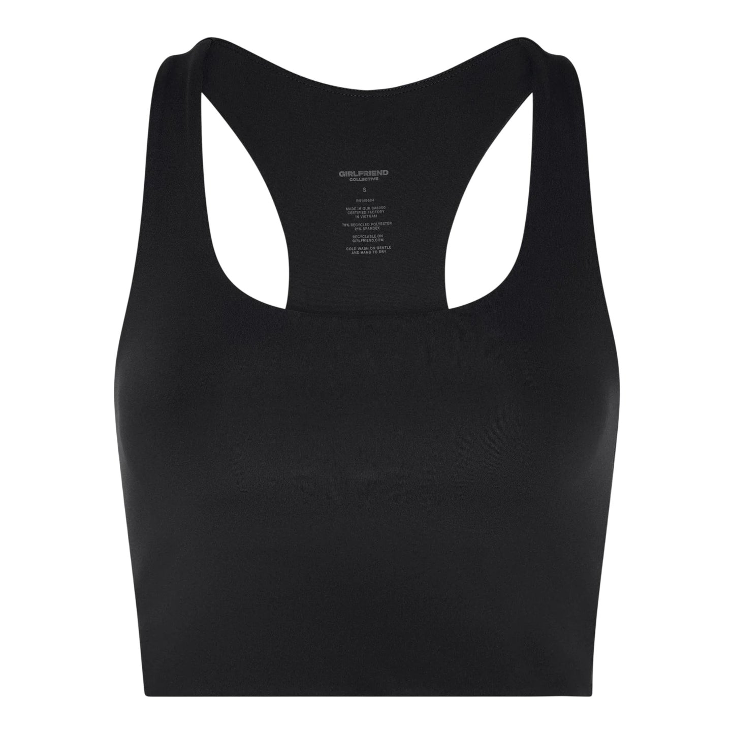 Black - Front - Girlfriend Collective Womens-Ladies Paloma Scoop Neck Sports Bra