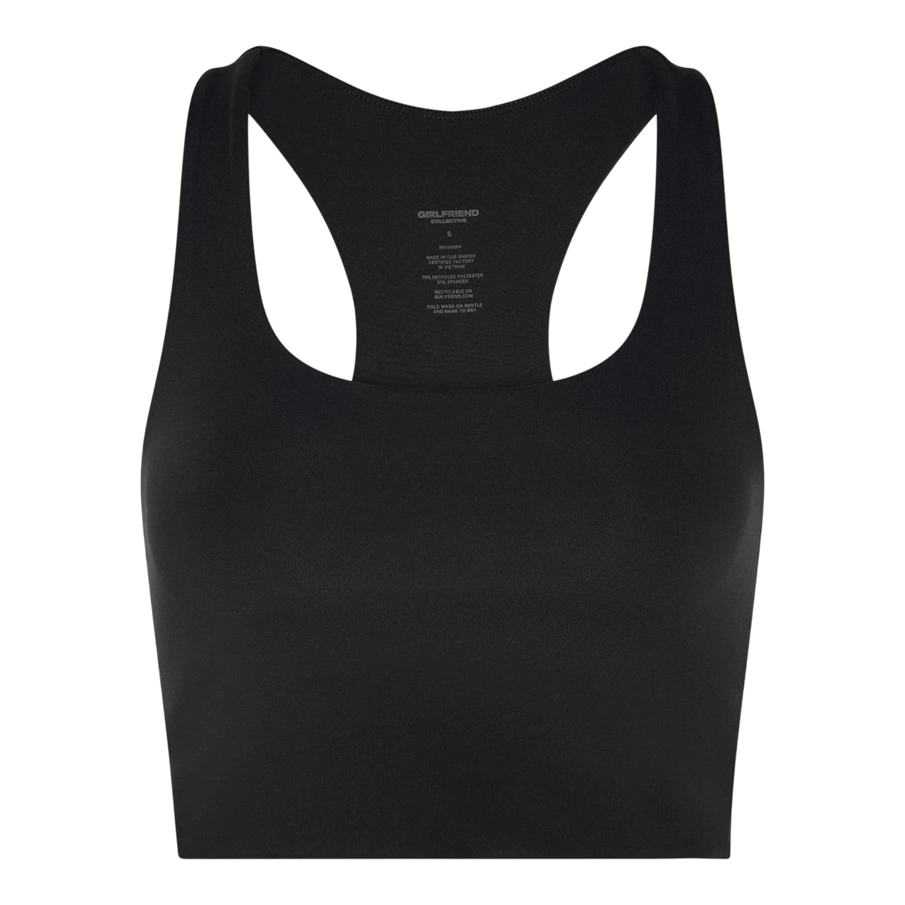 Black - Front - Girlfriend Collective Womens-Ladies Paloma Scoop Neck Sports Bra