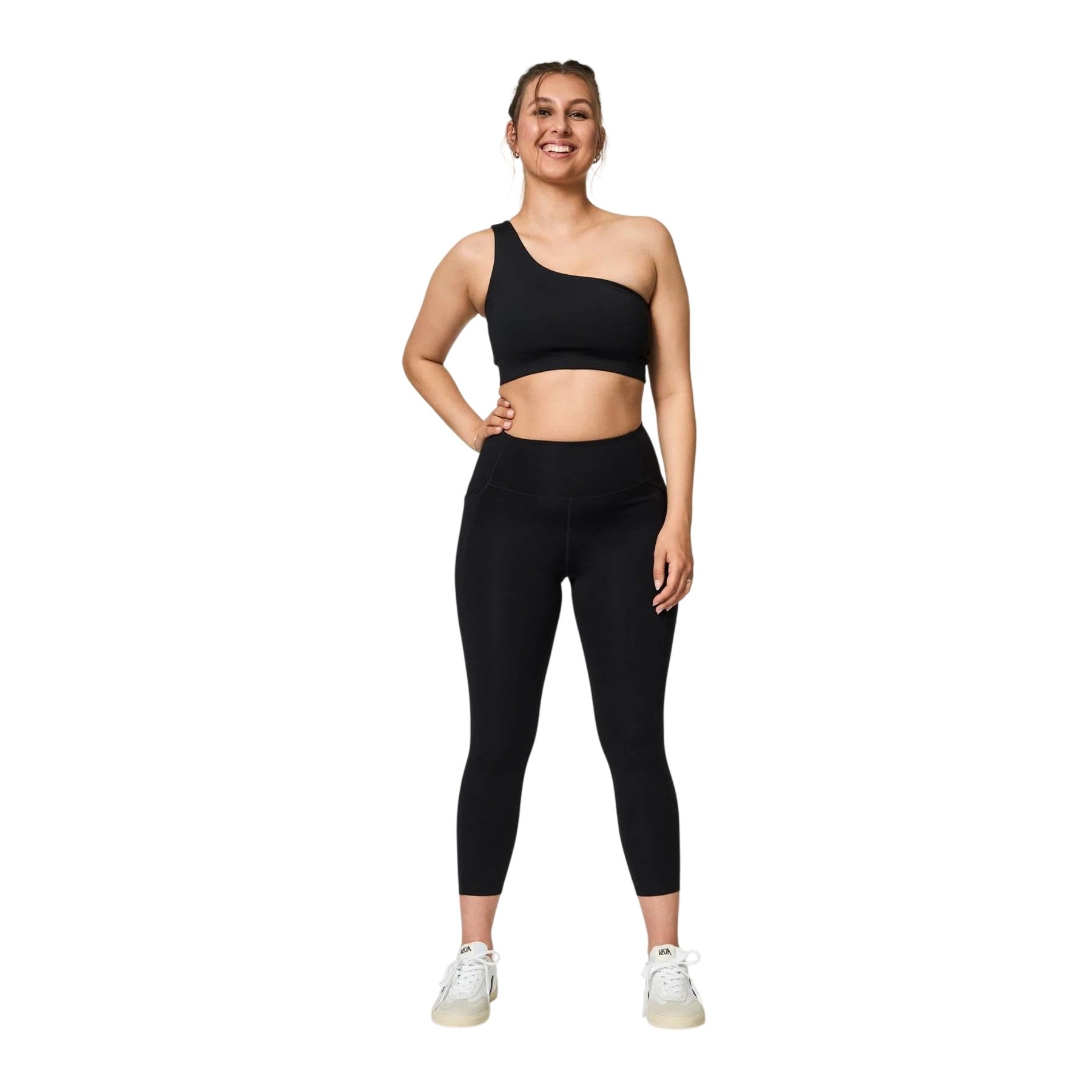 Black - Lifestyle - Girlfriend Collective Womens-Ladies Asymmetric One Shoulder Sports Bra