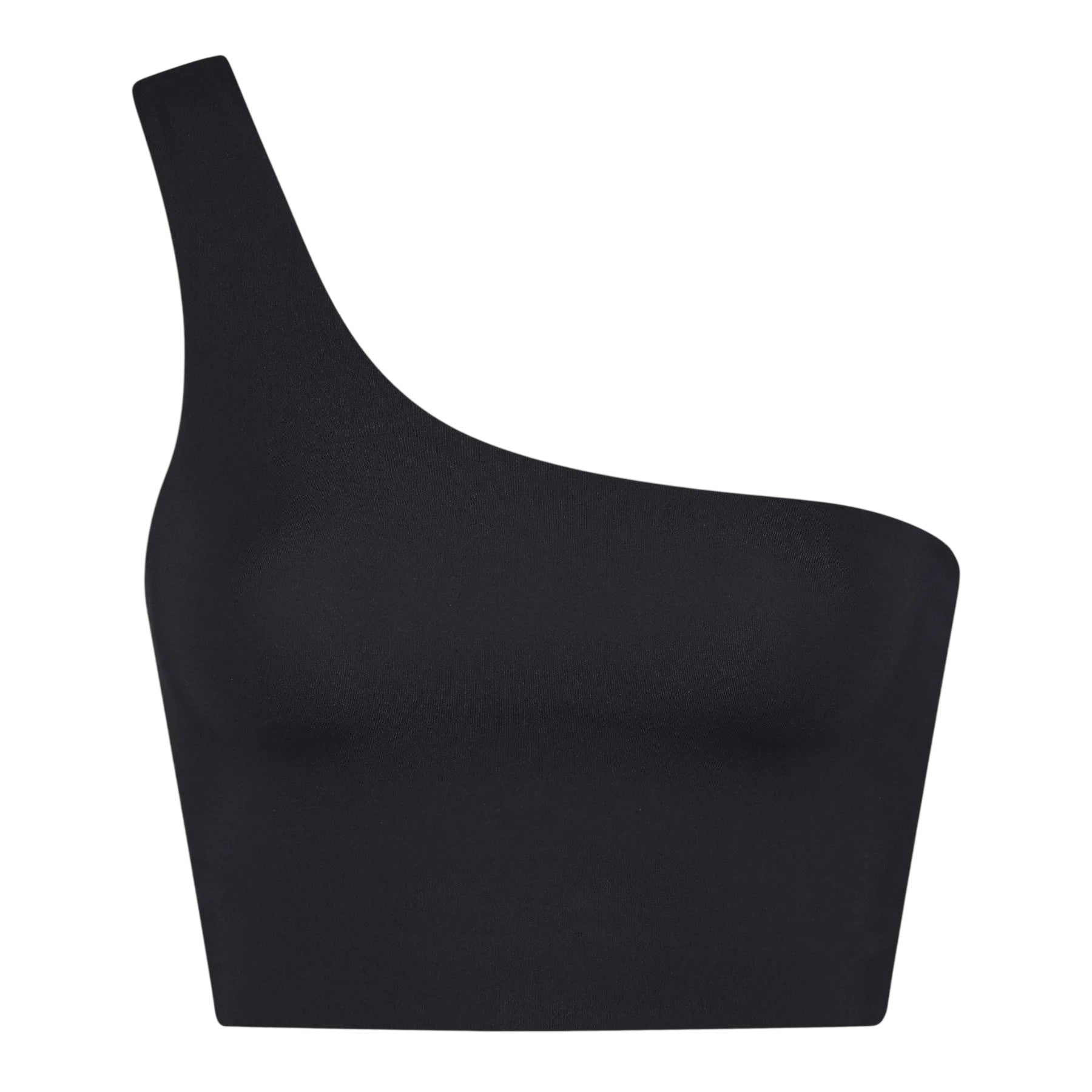 Black - Front - Girlfriend Collective Womens-Ladies Asymmetric One Shoulder Sports Bra