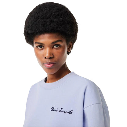 Blue - Side - Lacoste Womens-Ladies Lettering Relaxed Fit Sweatshirt