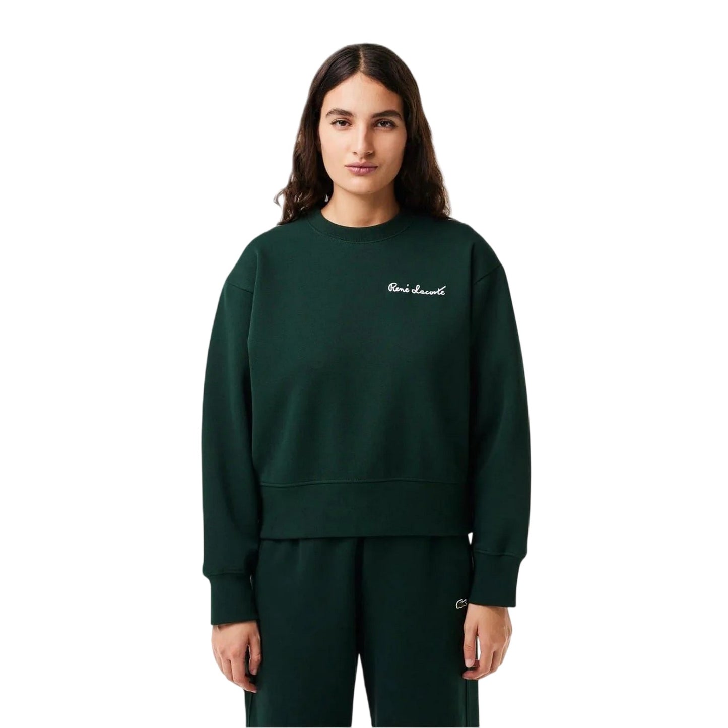 Green - Front - Lacoste Womens-Ladies Lettering Relaxed Fit Sweatshirt