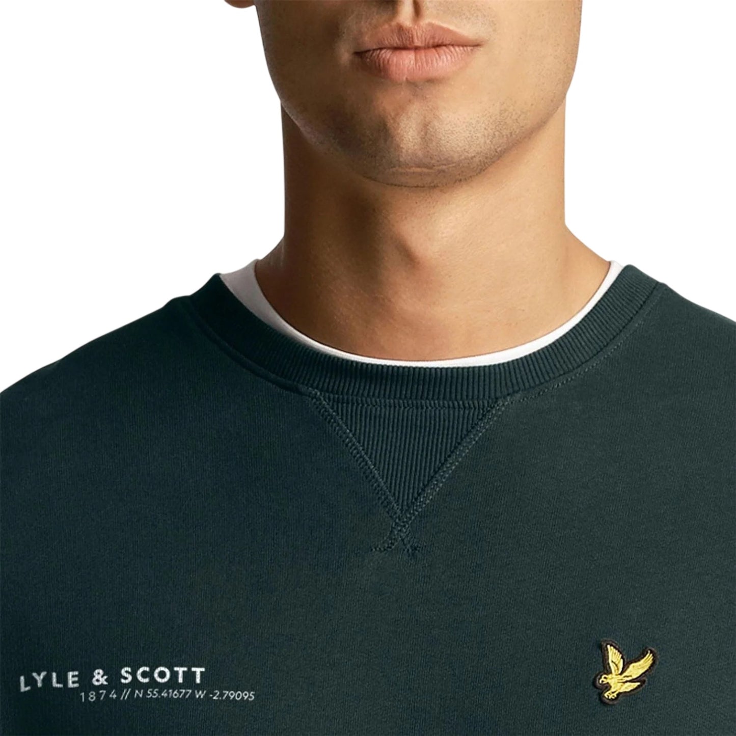 Green - Side - Lyle & Scott Mens Ordinate Logo Cotton Sweatshirt