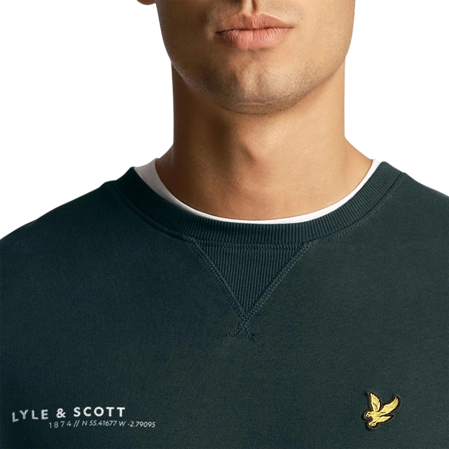 Green - Side - Lyle & Scott Mens Ordinate Logo Cotton Sweatshirt