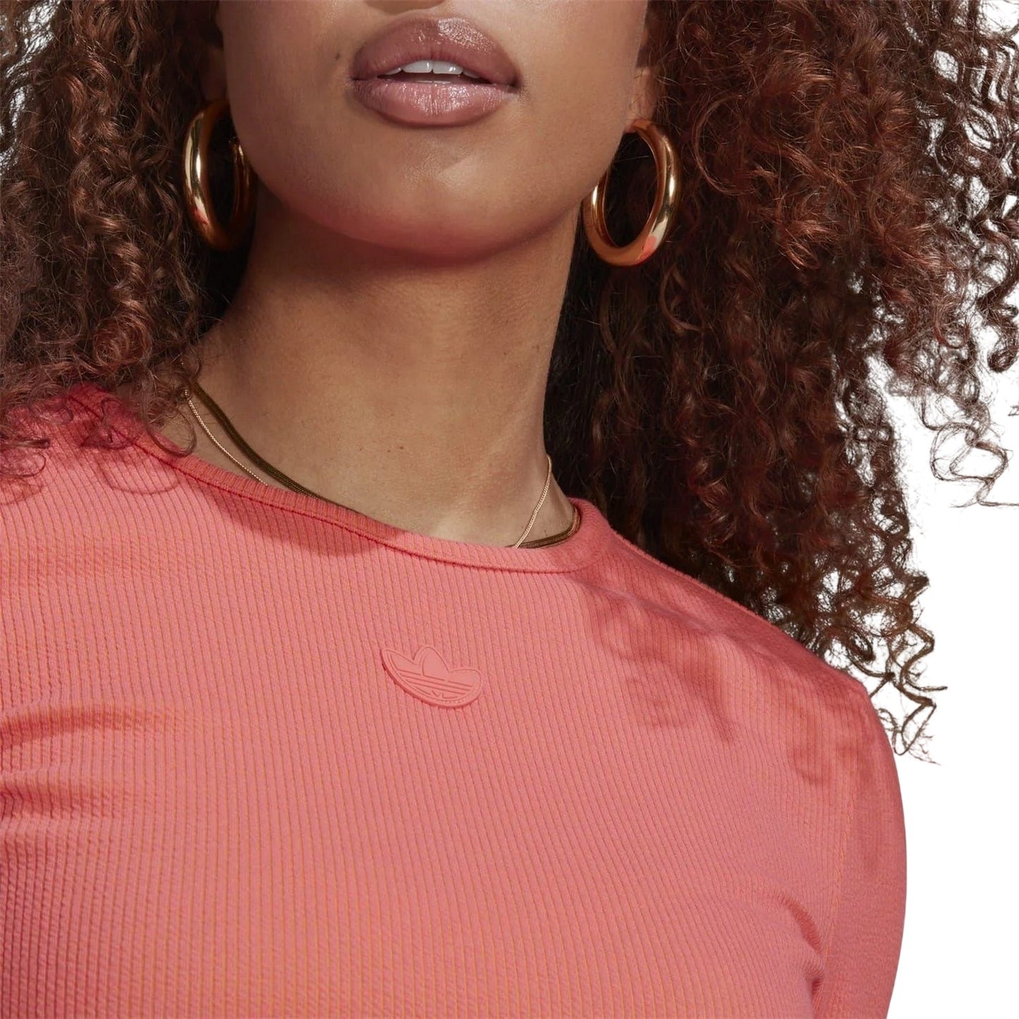 Pink - Side - Adidas Womens-Ladies Originals Slim Sports Crop Top