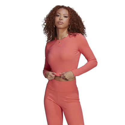 Pink - Pack Shot - Adidas Womens-Ladies Originals Slim Sports Crop Top