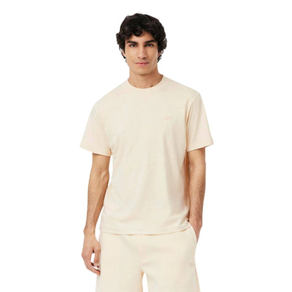 Cream - Side - Lacoste Mens Paris Logo Cotton T-Shirt