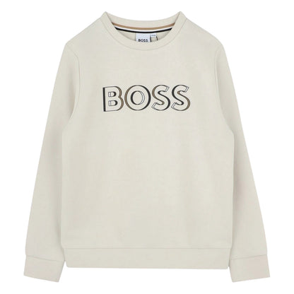 Vanilla - Front - Boss Childrens-Kids Logo Crew Neck Regular Sweatshirt