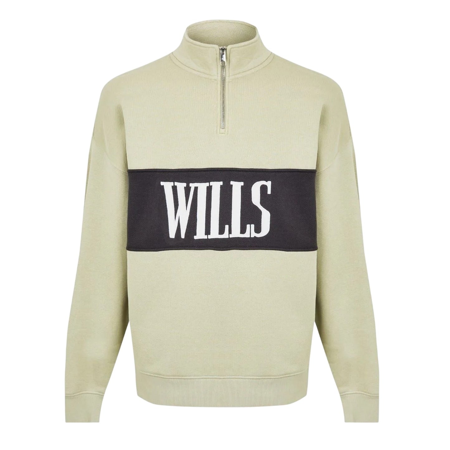 Pistachio - Front - Jack Wills Mens Logo Zip Neck Relaxed Fit Sweatshirt