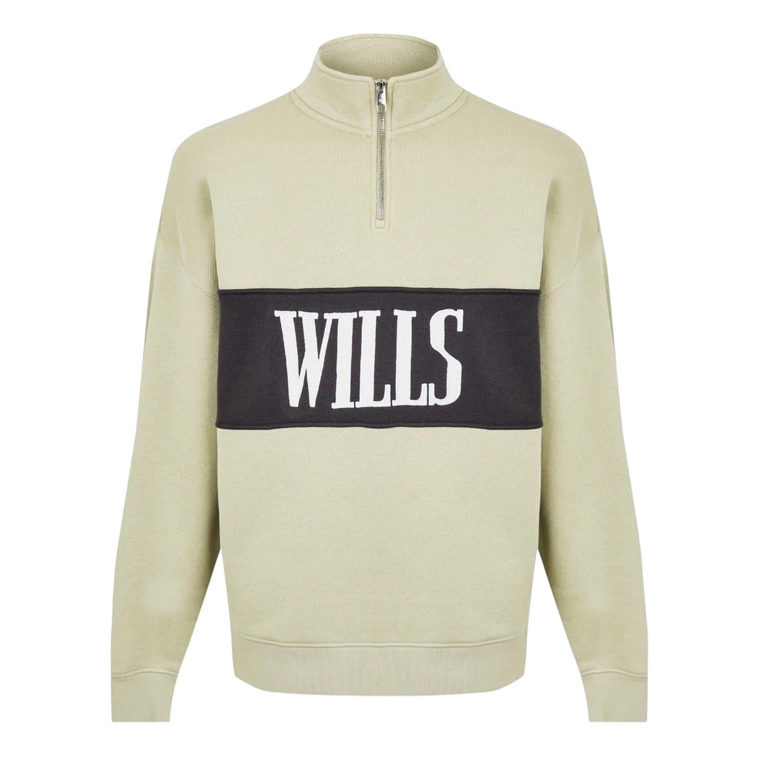 Pistachio - Front - Jack Wills Mens Logo Zip Neck Relaxed Fit Sweatshirt