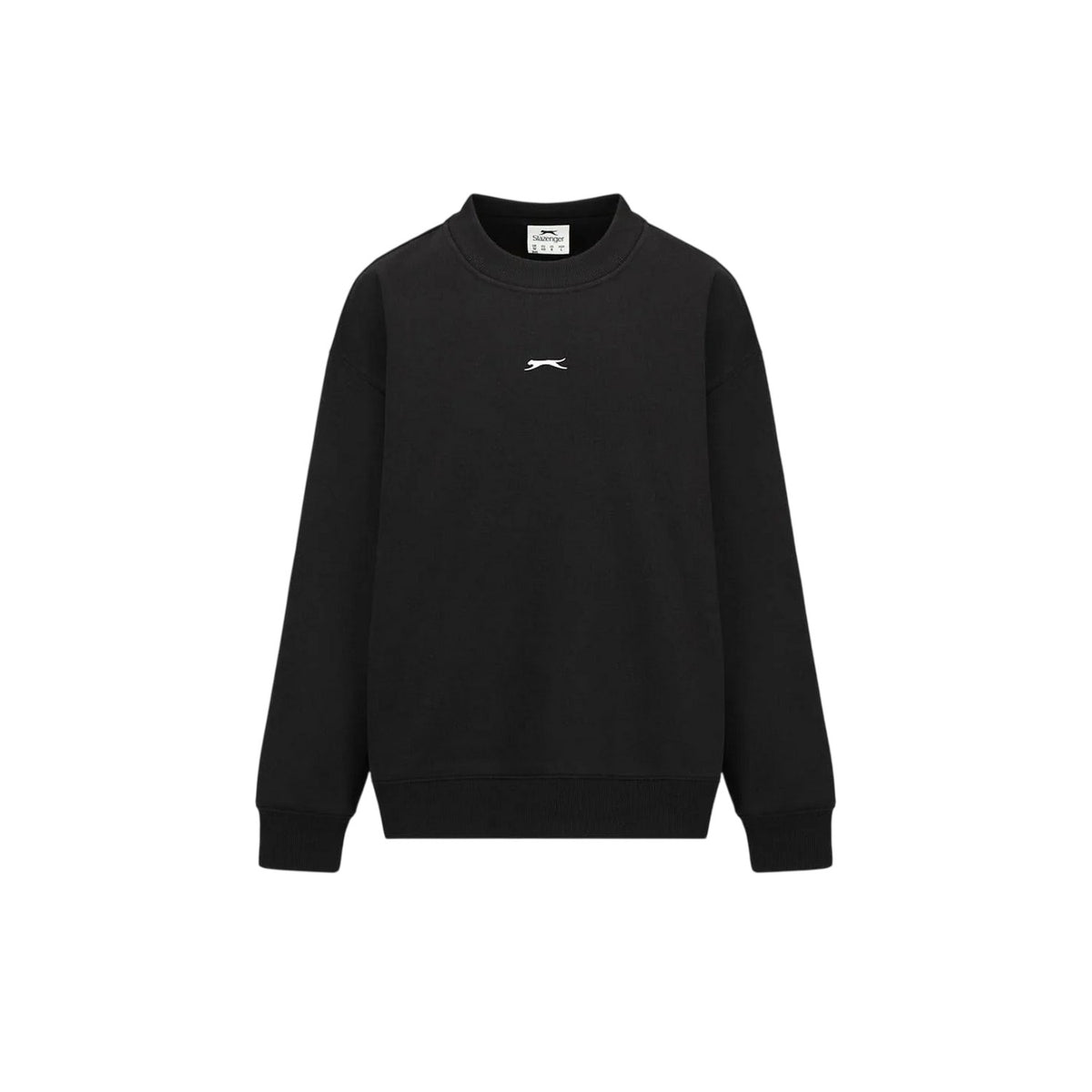 Black - Front - Slazenger Womens-Ladies Plain Polycotton Crew Neck Jumper