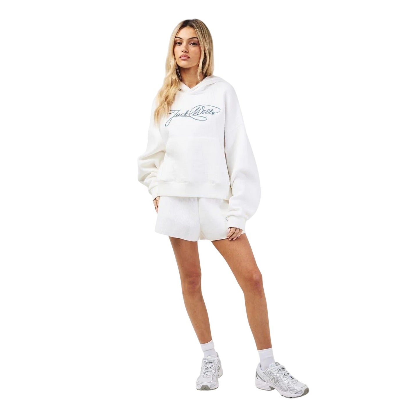 Vintage White - Lifestyle - Jack Wills Womens-Ladies Ottoman Ribbed Hoodie