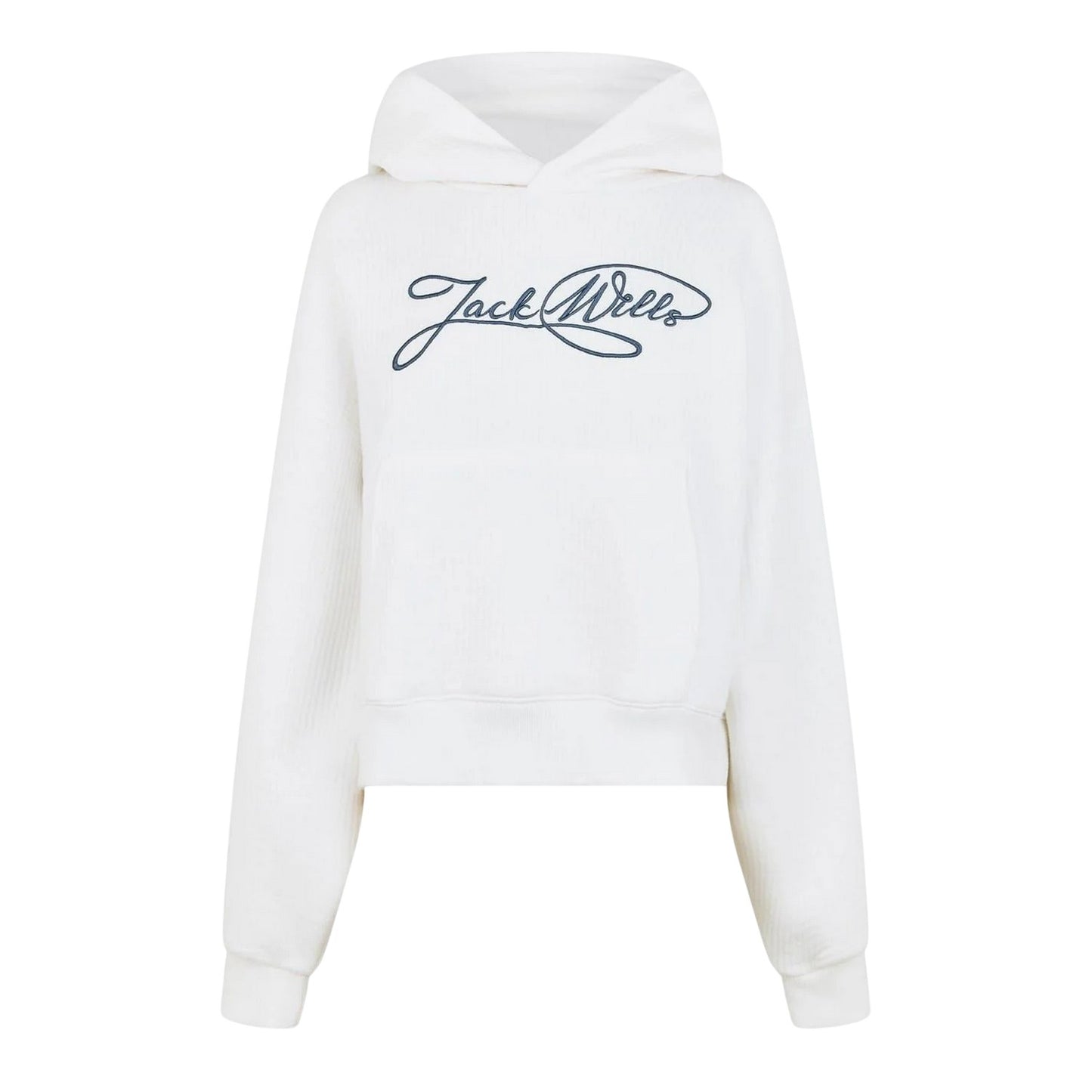 Vintage White - Front - Jack Wills Womens-Ladies Ottoman Ribbed Hoodie
