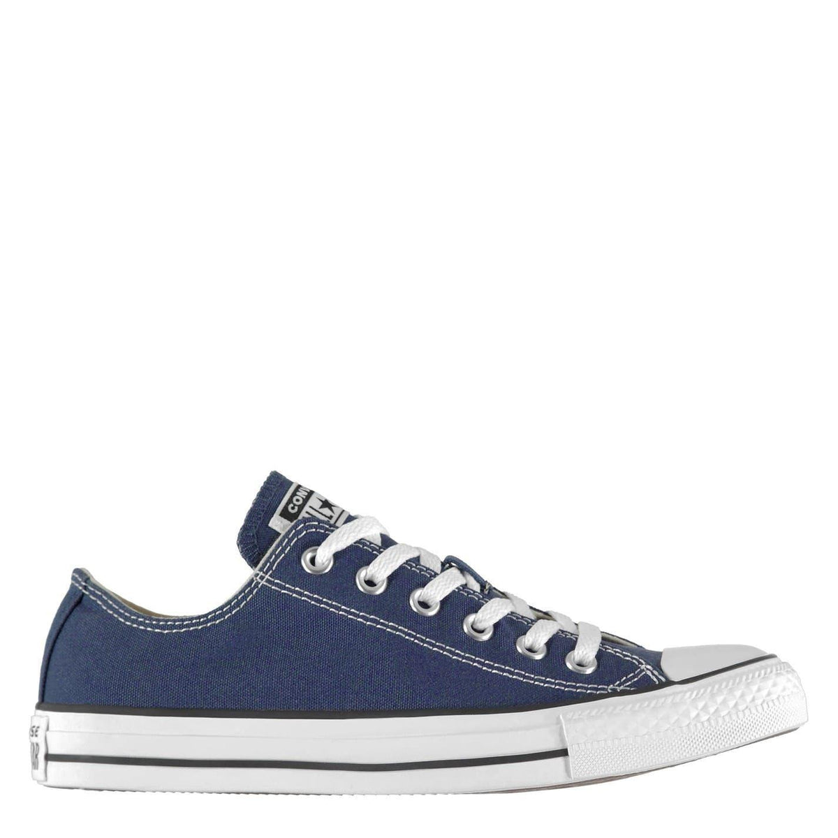 Navy - Front - Converse Mens Ox Logo Canvas Trainers