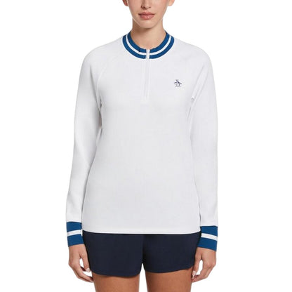 Bright White - Front - Original Penguin Womens-Ladies High Collar Relaxed Fit Sweatshirt