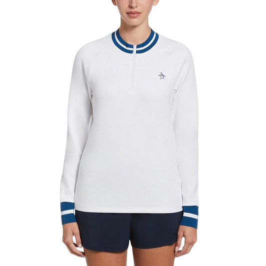Bright White - Front - Original Penguin Womens-Ladies High Collar Relaxed Fit Sweatshirt