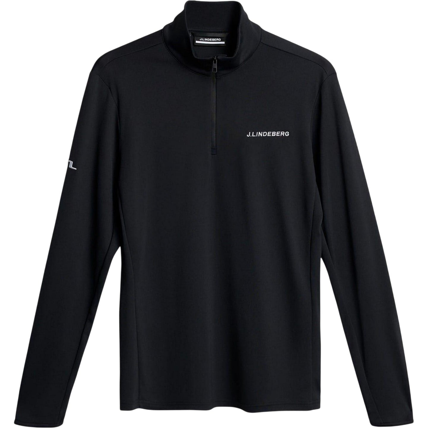 Black - Front - J.Lindeberg Mens Zip Neck Regular Golf Sweatshirt
