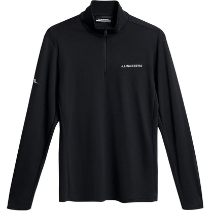 Black - Front - J.Lindeberg Mens Zip Neck Regular Golf Sweatshirt