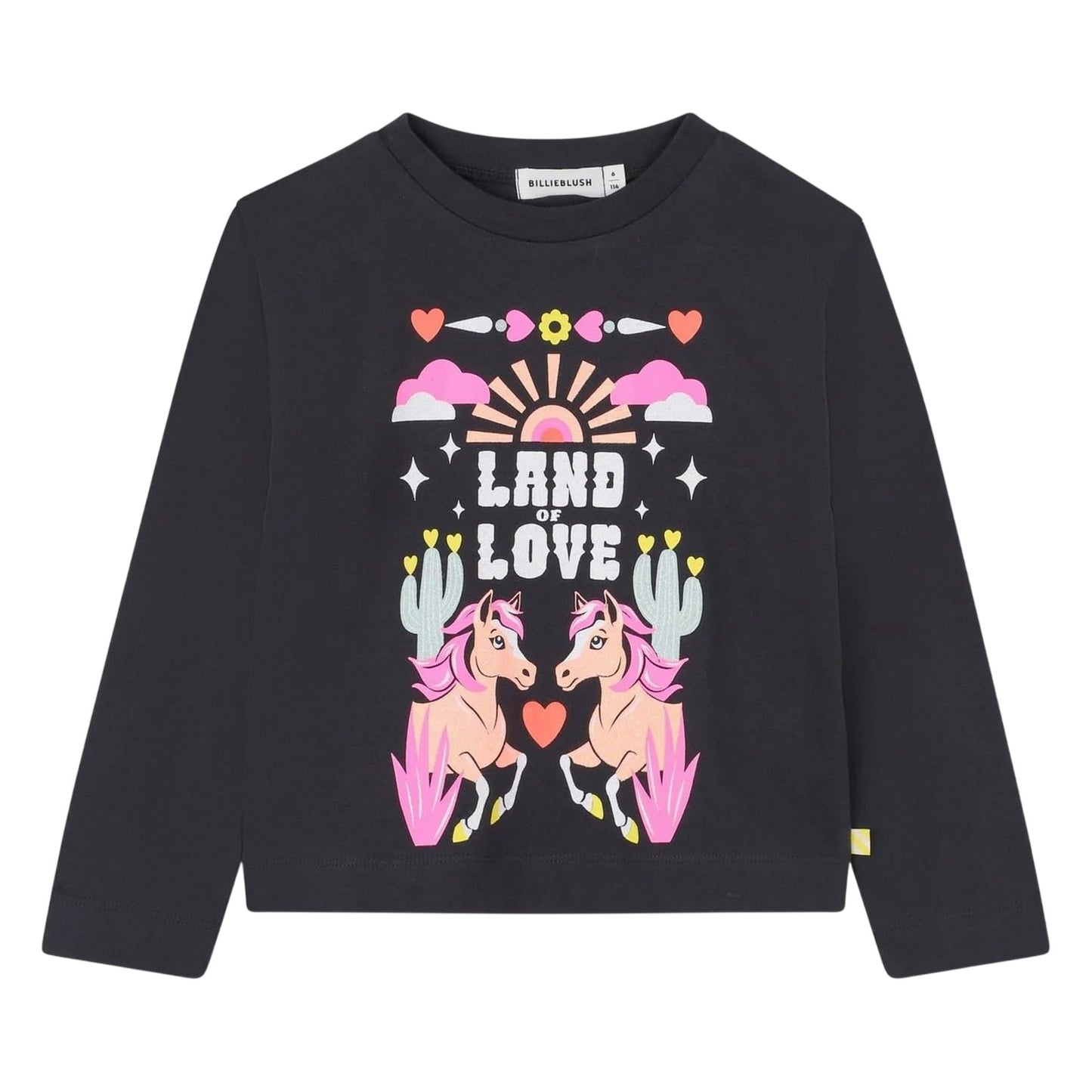 Dark Grey - Front - Billieblush Girls Land Of Love Jersey Long-Sleeved T-Shirt
