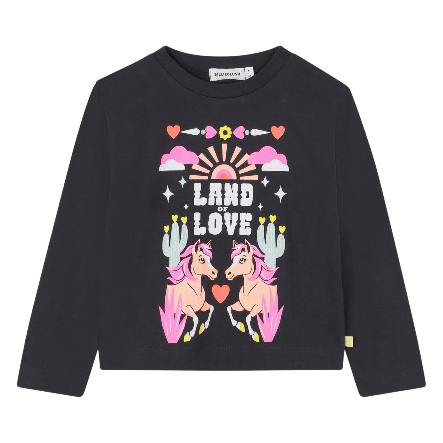 Dark Grey - Front - Billieblush Girls Land Of Love Jersey Long-Sleeved T-Shirt