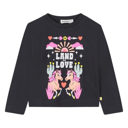 Dark Grey - Front - Billieblush Girls Land Of Love Jersey Long-Sleeved T-Shirt