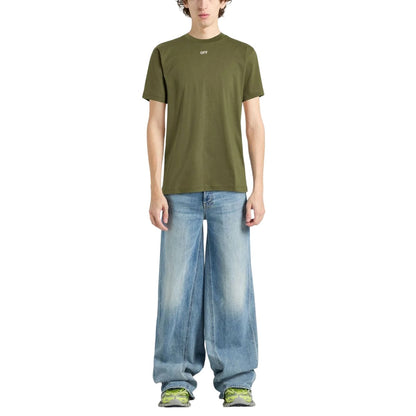 White-Moss - Side - Off White Mens Off Stamp Cotton T-Shirt