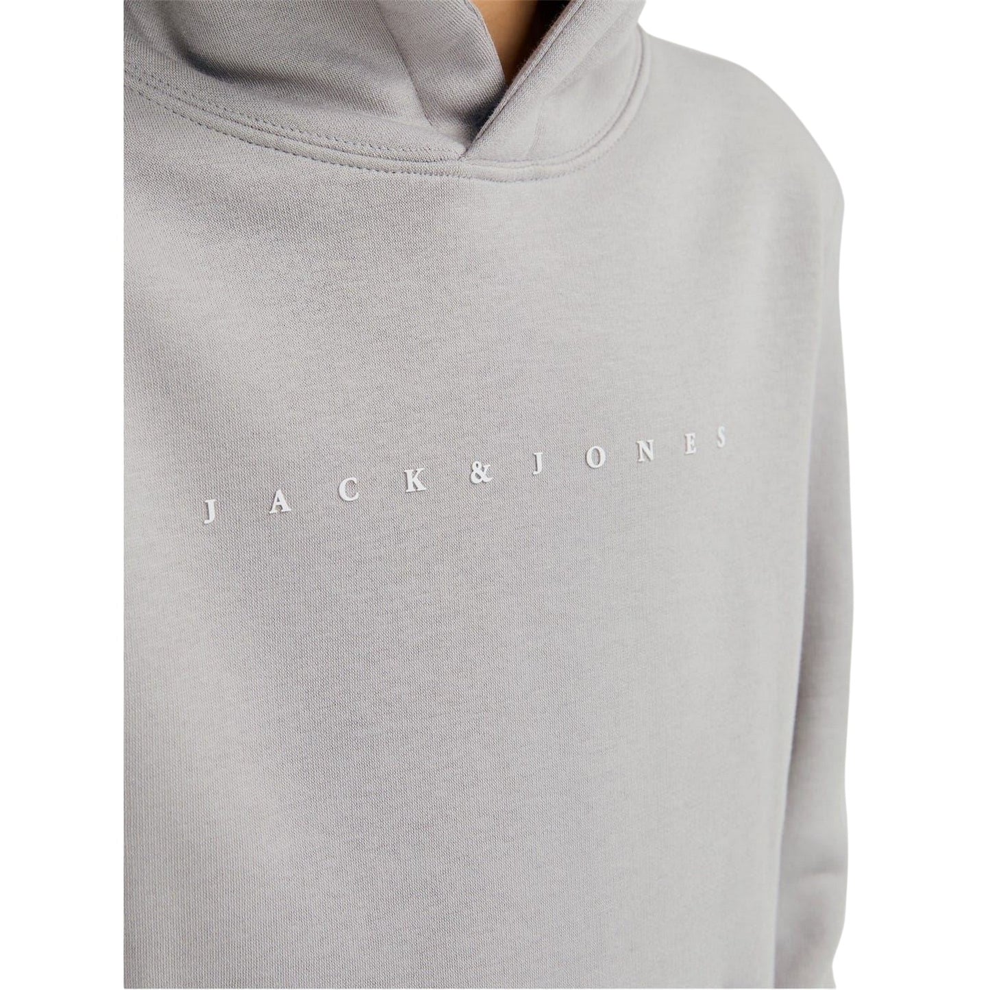 Ultimate Grey - Side - Jack And Jones Childrens-Kids Lettering Stars Hoodie