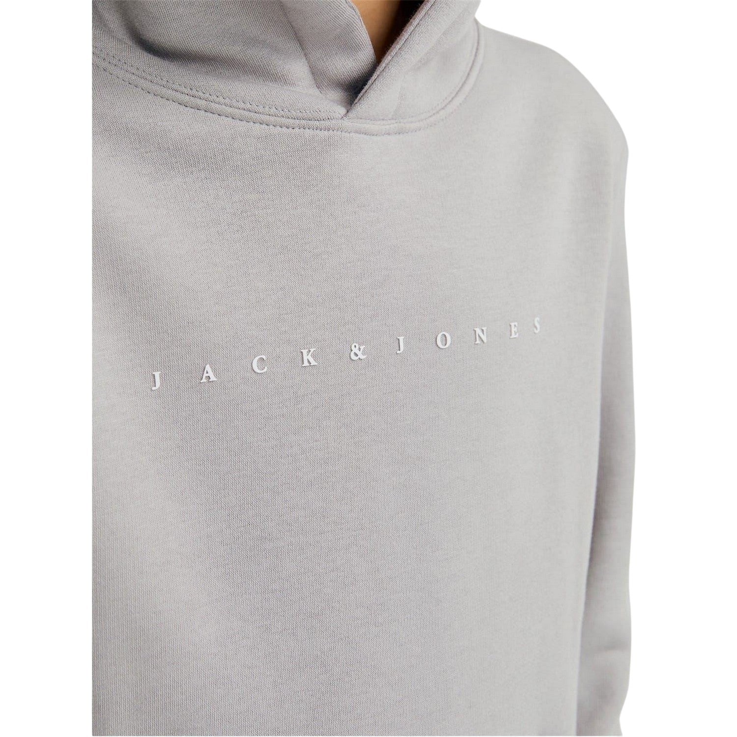 Ultimate Grey - Side - Jack And Jones Childrens-Kids Lettering Stars Hoodie