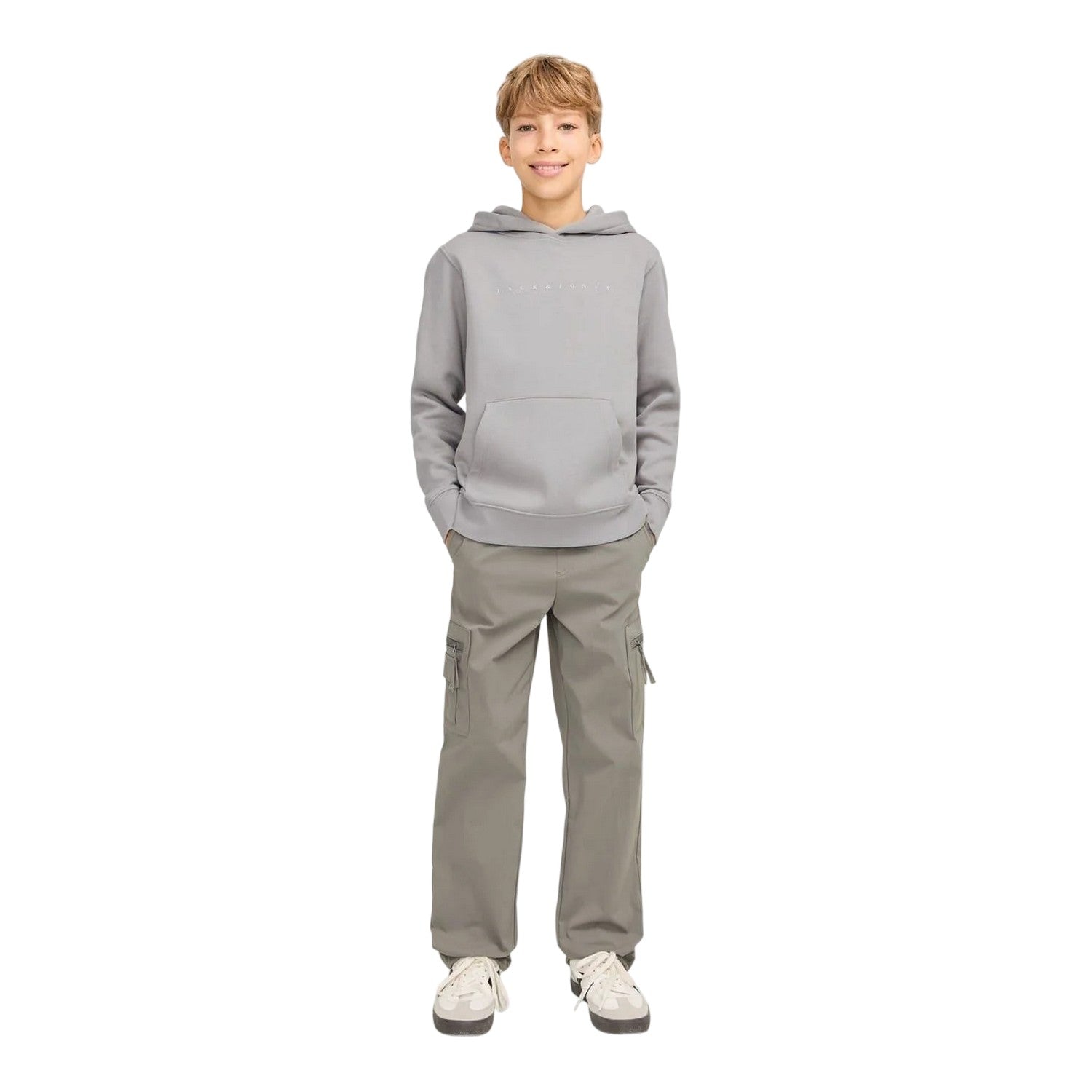 Ultimate Grey - Lifestyle - Jack And Jones Childrens-Kids Lettering Stars Hoodie