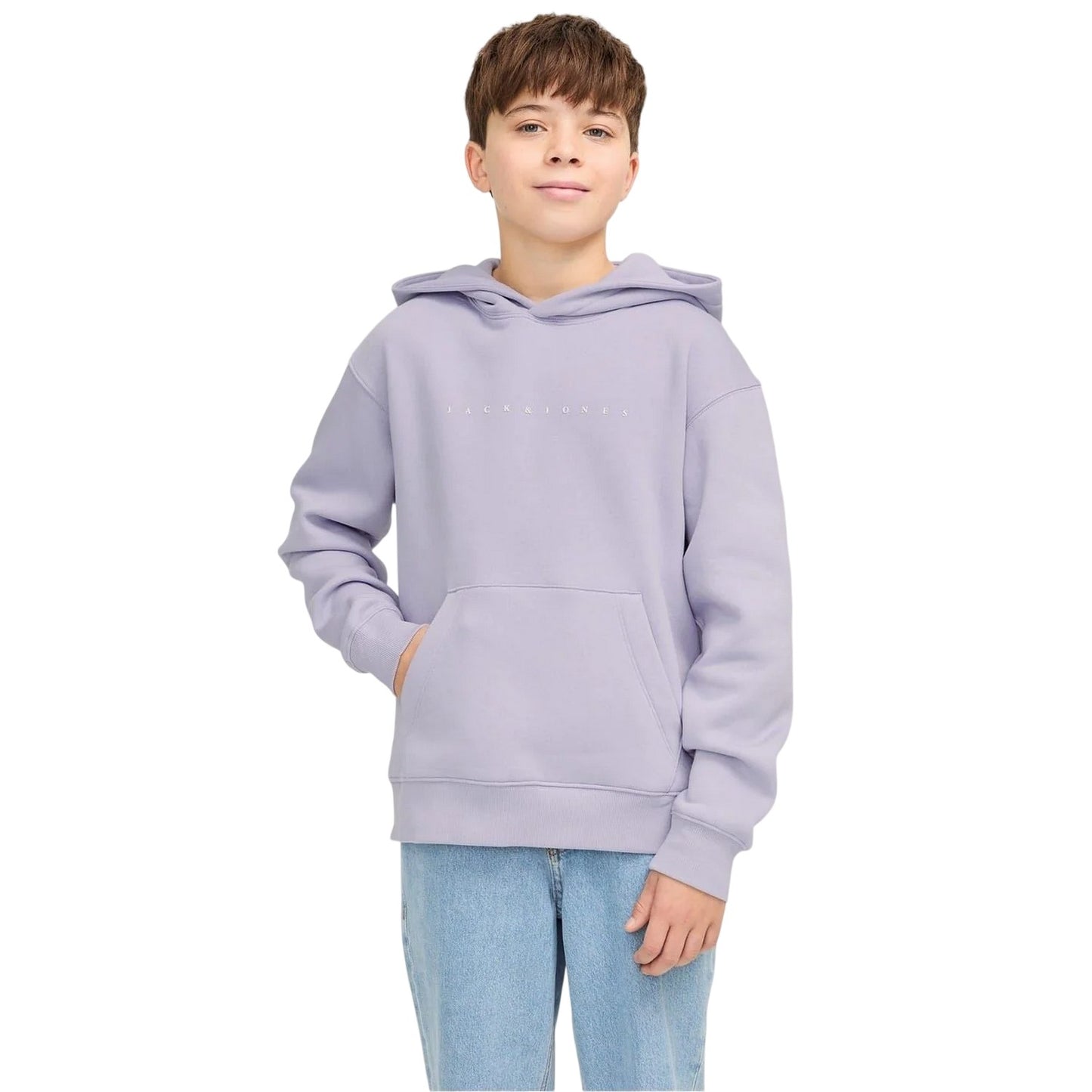 Lavender - Front - Jack And Jones Childrens-Kids Lettering Stars Hoodie