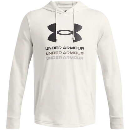 White - Front - Under Armour Mens Rival Terry Graphic Hoodie