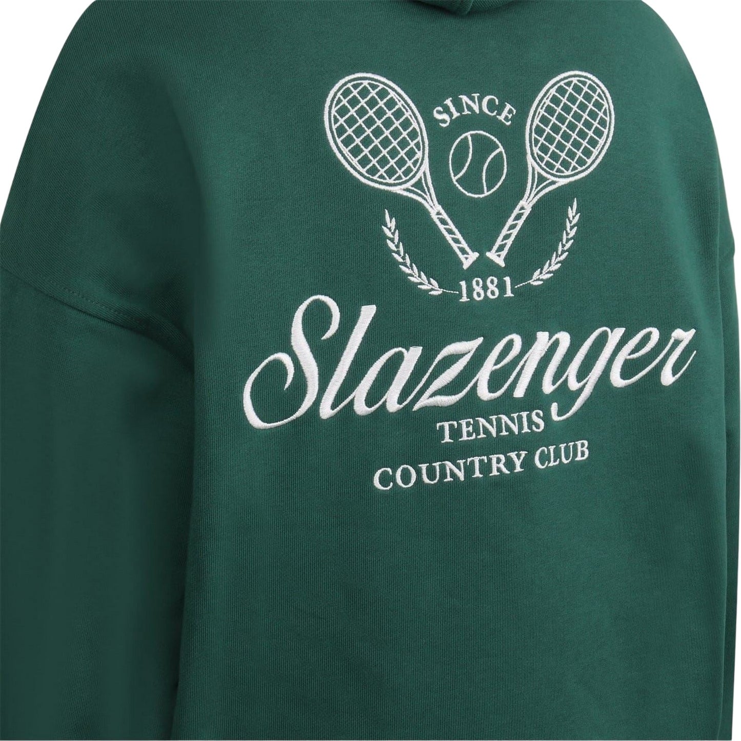 Green - Side - Slazenger Womens-Ladies Logo Drop Shoulder Hoodie