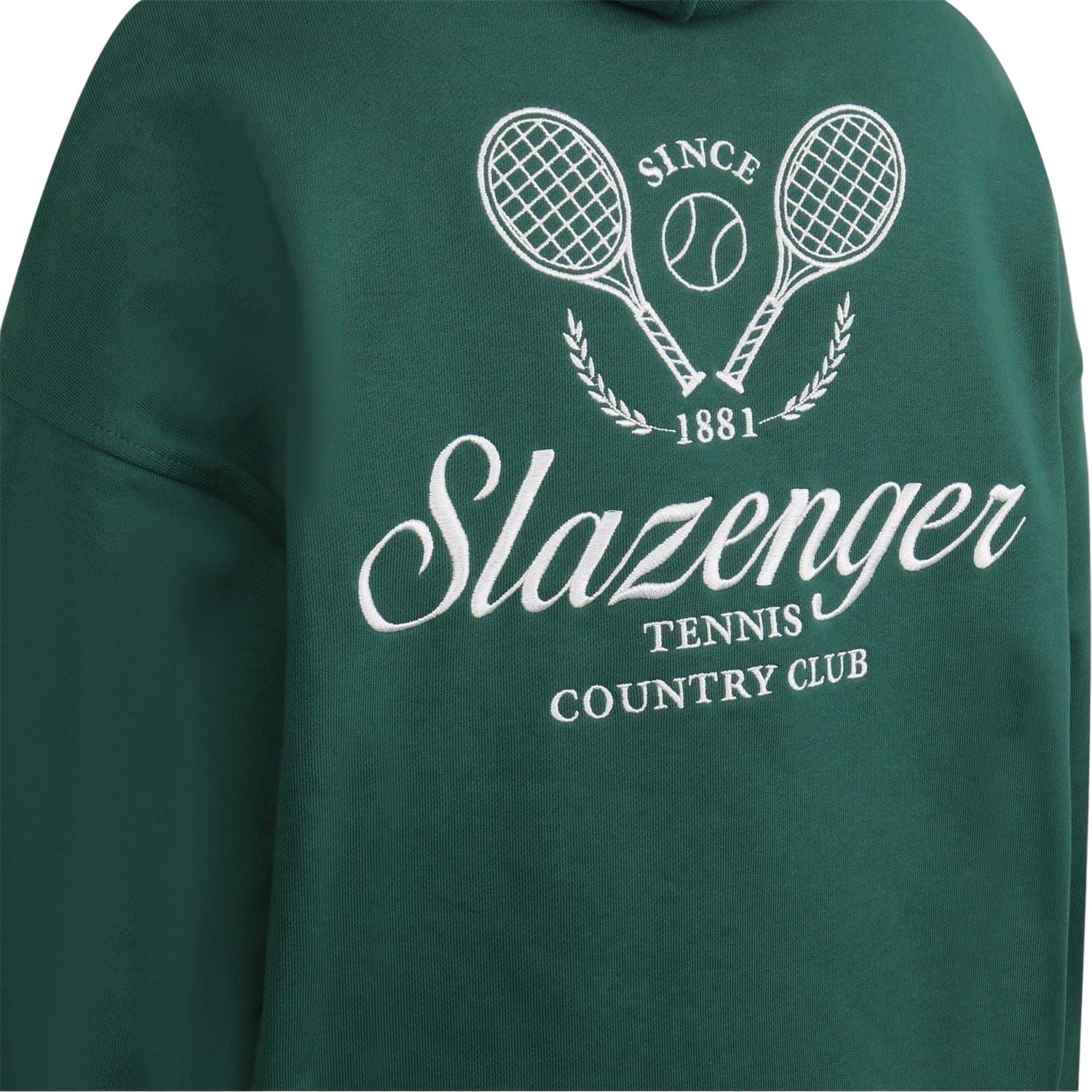 Green - Side - Slazenger Womens-Ladies Logo Drop Shoulder Hoodie