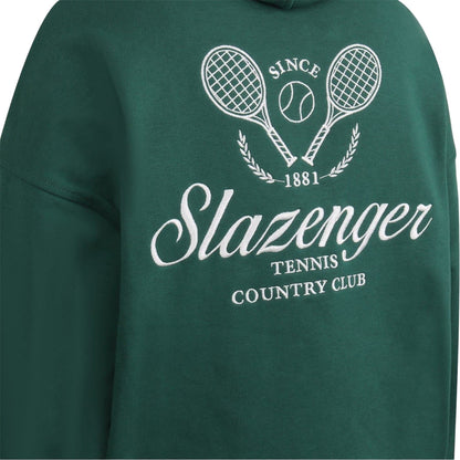 Green - Side - Slazenger Womens-Ladies Logo Drop Shoulder Hoodie