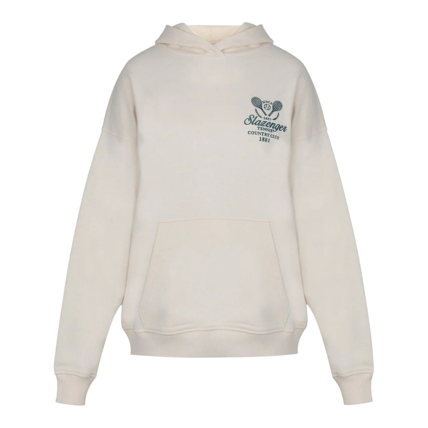 White - Front - Slazenger Womens-Ladies Logo Drop Shoulder Hoodie