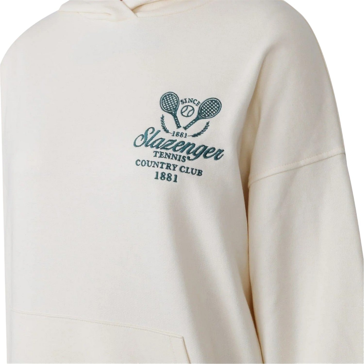 White - Side - Slazenger Womens-Ladies Logo Drop Shoulder Hoodie